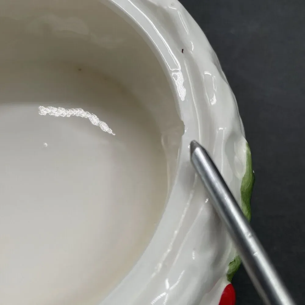 Lefton White Holly Small Round Lidded Box 6064 Covered Candy Bowl 1972/73 Japan